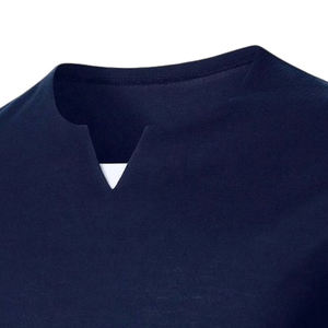 Las últimas camisetas de sarga sólida de calle alta con cuello en V de manga corta para hombre, 240 gramos, ropa de vacaciones informal en blanco para adultos - Product Image 6