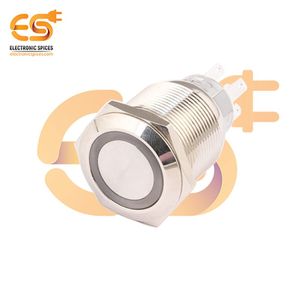 220V 22mm Interruptor de botón de metal Anillo rojo LED Acero inoxidable IP67 Superficie de botón grande - Product Image 3