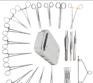 Ensemble d'instruments de microchirurgie vétérinaire : pinces hémostatiques, ciseaux chirurgicaux, seringues vétérinaires pour chiens en acier inoxydable 304 - Product Image 1