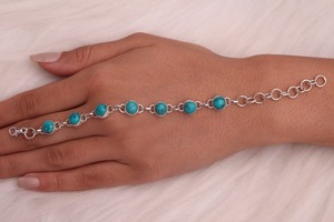 925 argent Sterling Turquoise pierres précieuses Bracelet bijoux à la main en argent Boho Style Bracelet bijoux pour femmes cadeau de mariage pour - Product Image 2