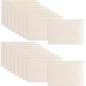 Wholesale Eco-Friendly Custom Cotton Canvas Zipper Pouches <b>Large</b> Capacity Reusable <b>Makeup</b> Cosmetic <b>Bags</b> Handle Logo Printing - Product Image 3
