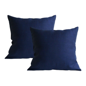 Housse de coussin en toile 100% coton bleu marine, résistante, décorative, pour canapé, écologique - Product Image 1