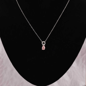 Colgante de Oro Rosa de 14 Quilates Hecho a Mano con Forma de Gato para Mujer, con Diamantes Cultivados en Laboratorio Redondos y Rosados, Chapado en Oro para Compromiso - Product Image 1