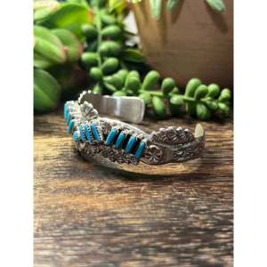 Navajo Made Sleeping Beauty Turquoise <b>Sterling</b> <b>Silver</b> <b>Cuff</b> <b>Bracelet</b> - Product Image 4