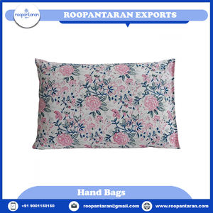 Luxe motif floral tissé 100% coton main bloc imprimé écologique 20 feuilles tissu enveloppe fermeture taie d'oreiller couverture - Product Image 2