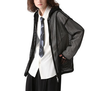 Sweat à capuche pour homme de haute qualité, à épaules tombantes, surdimensionné, à manches longues, avec poche, en tissu mesh, double fermeture éclair - Product Image 3