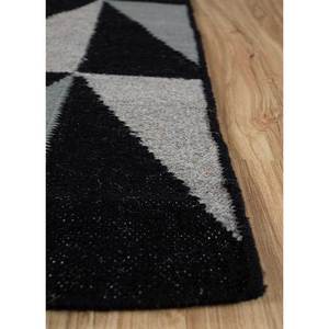 Tapis en laine abstraits géométriques Alhambra gris et noir, tissage plat, rectangulaires 9x12 en jute pour la maison, la chambre et le couloir - Modèle Dwrm-7010 - Product Image 4