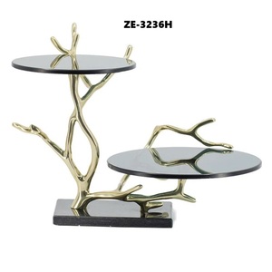 Elegant Modern Handmade Eco-friendly Metal Cake Stand with Hammered Silver Floral Borders <b>Resin</b> Epoxy Mold Decorative Design - Product Image 3