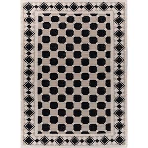 Alhambra Geometric Wool <b>Rugs</b> in Grey & Black Flat Weaves for Home for Hallway Rectangle Striped-ADWL-13159 - Product Image 1