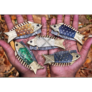 Vente chaude DIY OEM À La Main Poisson Couteau De Poche Damas Couteau Pliant Os Poignée Multi-Fonctionnel Cadeau Spécial Toute Occasion - Product Image 2