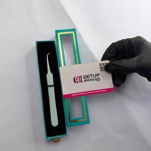 Pince à épiler antistatique et antimagnétique GETUP BROSONS IMPEX GBI-EET-5001 en acier inoxydable vert clair à 45 degrés pour extensions de cils 10 mm - Product Image 1