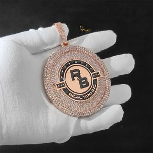 Collar llamativo de Hip Hop para hombre, impresionante colgante de medallón redondo de diamante cultivado en laboratorio de oro sólido de 10K, joyería personalizada completamente helada - Product Image 1