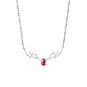 Joyas adornadas Vintage de moda collar de Ciervo de Oro rosa para mujer compromiso fino colgante rubí diamante circón perla chapado en rodio - Product Image 2