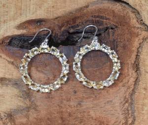 Boucles d'oreilles à crochet en argent sterling citrine jaune pierres précieuses à facettes bijoux faits à la main cadeau pour elle - Product Image 2