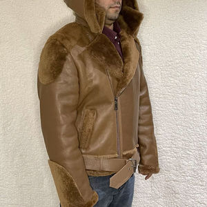 2025 veste en cuir de fausse fourrure pour hommes de haute qualité vêtements d'hiver durables avec col montant - Product Image 2
