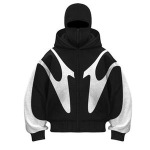 Wholesale Oversized Masked Hoodie Tracksuit Set <b>Men</b> Zip Up <b>Face</b> Cover Hoodie with Jogger Pants <b>mask</b> hoodie - Product Image 1