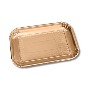 Made in Italy Bandeja de cartón dorada rectangular desechable ecológica de diferentes tamaños lista para enviar - Product Image 1