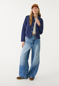Meilleure vente OEM Veste matelassée bleue pour femme avec fermeture éclair conception à bulles en toile solide manches longues en peau de mouton support respirant à pression - Product Image 6