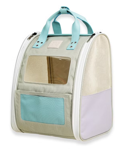 Mochila para Mascotas Cream Puff para Perros y Gatos - Color Vainilla y Sal Marina, Ligera, Plegable, Transpirable, Duradera, Cómoda, Lavable, de Poliéster con Cierre - Product Image 1