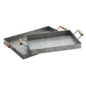 Bandeja de servicio de metal galvanizado de granja grande diseñada para uso práctico en servir comida o mejorar temas de decoración rústica para el hogar - Product Image 2