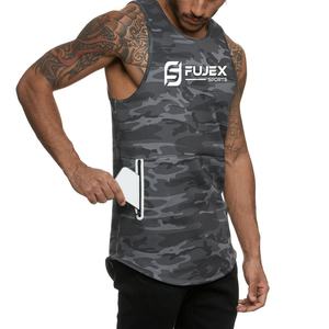 Débardeurs sans manches avec logo personnalisé pour hommes Débardeur de fitness en coton avec poche pour l'entraînement sportif Gilet d'entraînement décontracté - Product Image 1