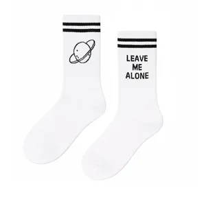 <b>Women's</b> Colorful Patterned Crew Sports <b>Socks</b> Breathable Cotton Blend Daily Use Leave Me Alone Design - Product Image 1