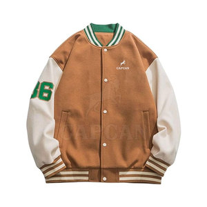 Veste de sport d'hiver pour homme, style streetwear, en tissu de laine léger, respirante et confortable, col montant, design Letterman - Product Image 1