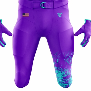 Uniforme de fútbol americano personalizado para hombre púrpura Aqua Varsity equipo Jersey y pantalones conjunto aparejos sarga duradera ropa deportiva de entrenamiento - Product Image 5