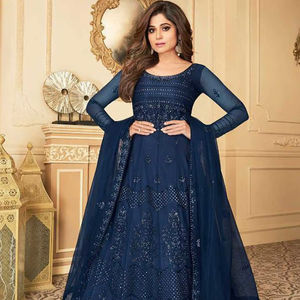 Vêtements ethniques indiens lourds Georgette broderie Design travail longue robe Anarkali avec broderie fantaisie Dupatta Pishwas - Product Image 1