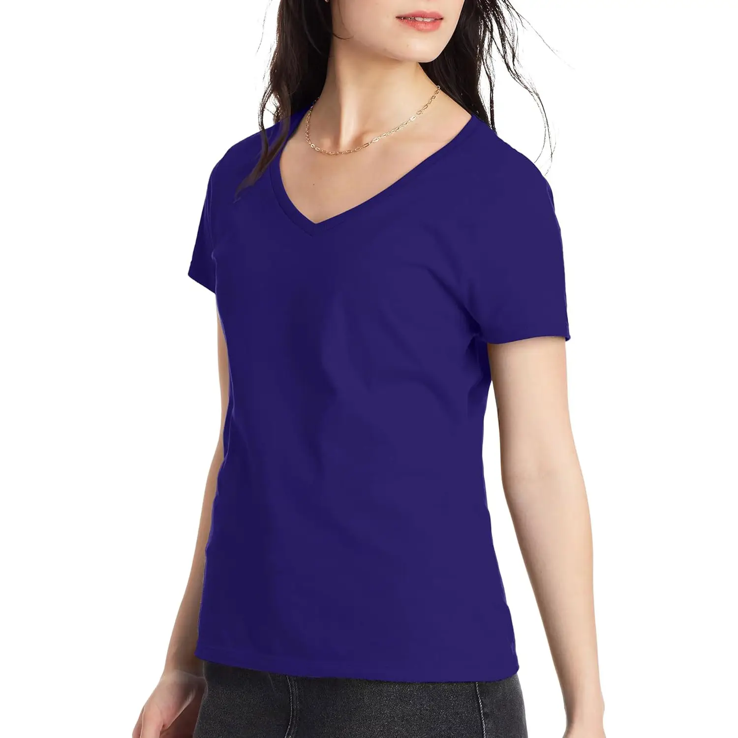 여성용 퍼펙트-t 브이넥 완전 맞춤형 티셔츠, 여성 제조업체 Expanza Industries 용 링 스핀 면 반팔 티