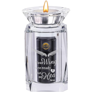 Personalized Crystal <b>Memorial</b> Candle Holder with Photo Slot | Elegant Glass Tealight Urn <b>Keepsake</b> by AYAANS - Product Image 5