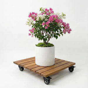 Carrito de Lujo para Plantas, Cuadrado y Redondo, de Madera de Acacia Resistente, con Ruedas Giratorias de 360°, para Uso en Interiores y Exteriores, Hecho en Vietnam - Product Image 1