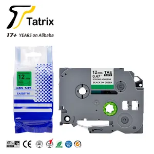 Tatrix tzes731 tzes711 tzes721 tzes741 tzes751 tzes761黑色绿色强力标签胶带，适用于兄弟tze-s711 tzes731