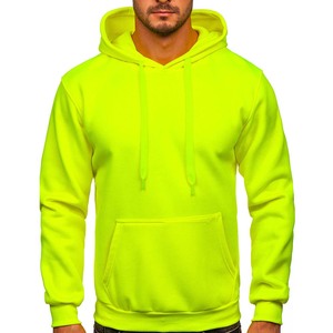 Sudadera con capucha y forro polar de color amarillo neón, venta al por mayor - Product Image 3