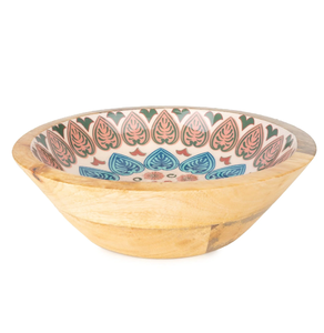 Bol imprimé en bois décoratif personnalisé serveur de salade de table bol de service alimentaire à bas prix - Product Image 4