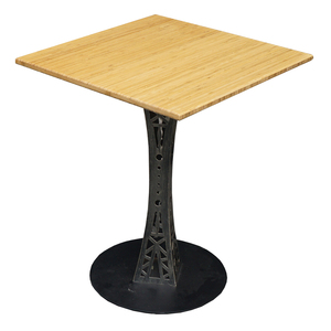 CFB012-Mesa Cuadrada de Bambú Sólido de 60 cm con Patas de Hierro con Diseño para Restaurante, Exterior o Sala de Estar - Product Image 2
