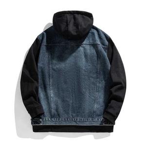 Vêtements pour hommes Vintage Biker Casual Denim Jackets Hooded Fashion Hoodie Streetwear Denim Coats for Male Patchwork - Product Image 2