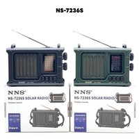 Haut-parleur portable à énergie solaire NS-7236S, radio FM trois bandes, affichage numérique, rechargeable, système audio pour la maison et l'extérieur