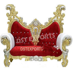 Juego de sofá de boda moderno profesional en madera tratada de estilo Maharaja Tamaño y color personalizables - Product Image 2