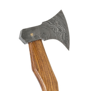 Hache décorative en acier de Damas, tête à motif Damas fait main avec manche en bois poli, pour collection, exposition et cadeau - Product Image 5