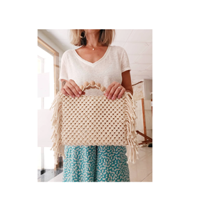 Bolsos de mano de mujer de paja de cuerda de algodón hechos a mano con tema moderno, bolsos de playa de macramé de ganchillo con borlas Vintage, bolsos de mano y bolsos la - Product Image 4