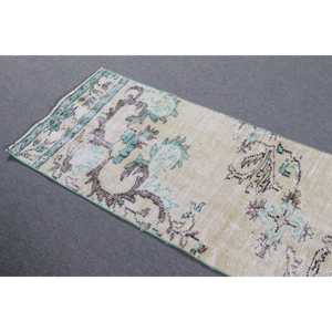 พรมขนาด 2x10 ฟุต, พรมตุรกีโบราณ, พรมขนสัตว์สีเขียวสไตล์โอเรียนทัล - Product Image 4