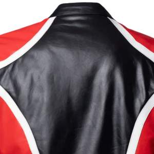 Chaqueta de Cuero para Hombre, Estilo Motociclista, Diseño de Paneles en Contraste, Cierre de Cremallera, Corte Ajustado, Informal y Moderna - Product Image 4