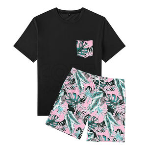 T-shirt pour hommes de haute qualité avec poche Vêtements d'extérieur d'été Shorts imprimés Ensembles courts respirants 2 pièces - Product Image 1