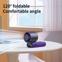 Ventilateur personnel pliable T-15, 100 vitesses de vent, batterie 3000 mAh, moteur sans balais 12500 tr/min, LED, pour étudiants et voyageurs
