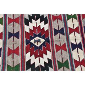 Alfombra Turca Vintage de Lana Ecológica de Pelo Medio, Roja y Blanca, Estilo Tradicional, Gran Tamaño 3 x 10.2 pies, Diseño de Patchwork, Látex - Product Image 5