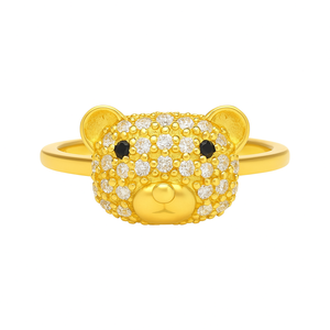 Bague ours en peluche en argent sterling 925: cadeau de bijoux de promesse fait à la main - Product Image 1