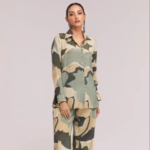 Conjunto de pijama de crepé para mujer de alta calidad, ropa de dormir india y pakistaní suave estampada a mano para fiestas y descanso - Product Image 1
