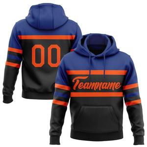 Custom Stitched <b>Black</b> Orange-Royal Line Sports Pullover Sweatshirt <b>Hoodie</b> - Product Image 1