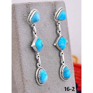 Pendientes Colgantes de Plata de Ley y Turquesa Blanca Hechos a Mano del Suroeste con Diseño Elegante - Product Image 3